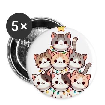 Christmas Cat Tree with Lights - Buttons large 2.2''/56 mm (5-pack) - white - Front