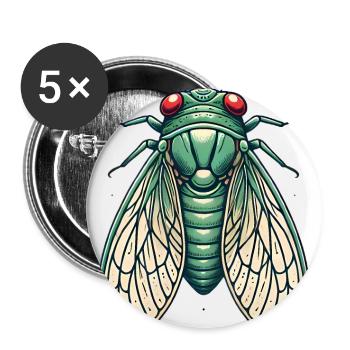 Vintage Green Cicada Illustration - Buttons large 2.2''/56 mm (5-pack) - white - Front