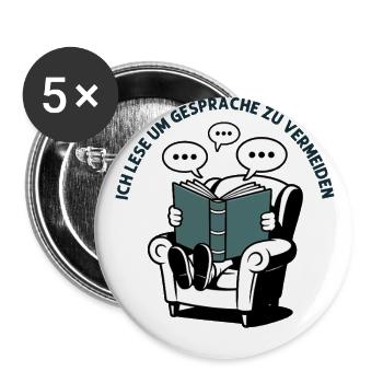 Reading Books Reading Book Reading Books Worm - Buttons large 2.2''/56 mm (5-pack) - white - Front