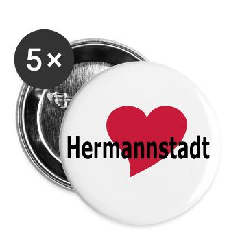 Herz Hermannstadt - Sibiu - Nagyszeben - - Buttons groß 56 mm (5er Pack) - Weiß - Vorne