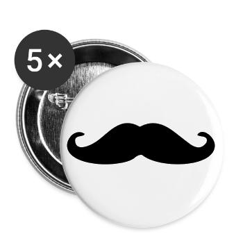 Moustache - Lot de 5 grands badges (56 mm) - blanc - Devant