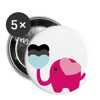 Elephant Family Mama Baby T-Shirt - Buttons large 2.2''/56 mm (5-pack) - white - Front