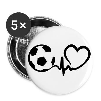 Battement de cœur du football - Lot de 5 grands badges (56 mm) - blanc - Devant