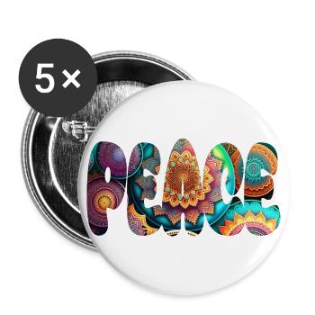 Paix - Lot de 5 grands badges (56 mm) - blanc - Devant