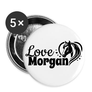 Morgan Love Herz Pferdekopf - Buttons groß 56 mm (5er Pack) - Weiß - Vorne