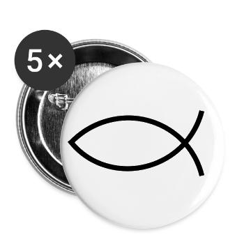 Jésus poisson noir Ichthys poisson poisson poisson - Lot de 5 grands badges (56 mm) - blanc - Devant