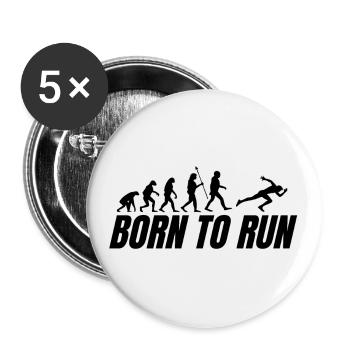 Evolution Born to Run Laufen Rennen Sprinten Sport - Buttons groß 56 mm (5er Pack) - Weiß - Vorne