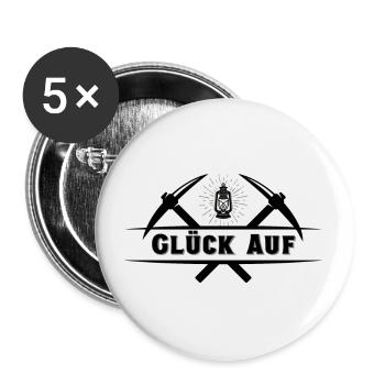 Glück Auf Ruhrpott Ruhrgebiet Bergbau Steiger - Buttons groß 56 mm (5er Pack) - Weiß - Vorne