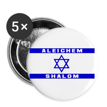 Israel Fahne Flagge Aleichem Shalom Geschenkidee - Buttons groß 56 mm (5er Pack) - Weiß - Vorne