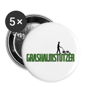 Grashalmstutzer Rasenmäher Gärtner Geschenkidee - Buttons groß 56 mm (5er Pack) - Weiß - Vorne