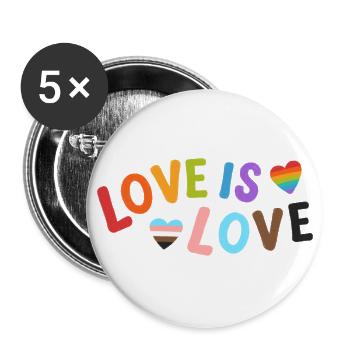 Love is Love - Buttons groß 56 mm (5er Pack) - Weiß - Vorne