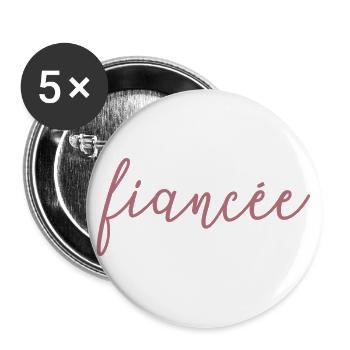 Verlobte passende Verlobung Hochzeit Flitterwochen - Buttons groß 56 mm (5er Pack) - Weiß - Vorne