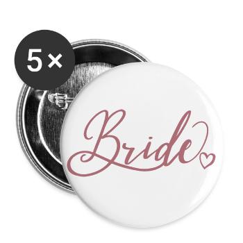 Fiançailles de couple de mariage assorties Lune de miel - Lot de 5 grands badges (56 mm) - blanc - Devant