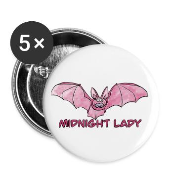 Midnight Lady / Bat / Baby / Gothic / Night - Buttons large 2.2''/56 mm (5-pack) - white - Front