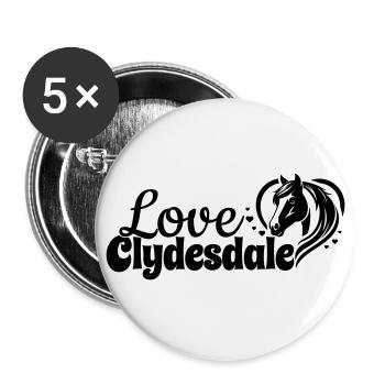 Clydesdale Love Heart Horse Head - Buttons large 2.2''/56 mm (5-pack) - white - Front