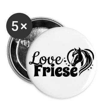 Friese Love Herz Pferdekopf - Buttons groß 56 mm (5er Pack) - Weiß - Vorne