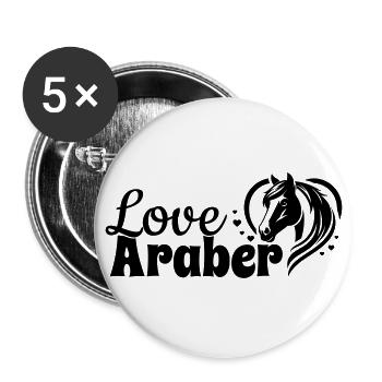 Tête de cheval coeur d’amour arabe - Lot de 5 grands badges (56 mm) - blanc - Devant