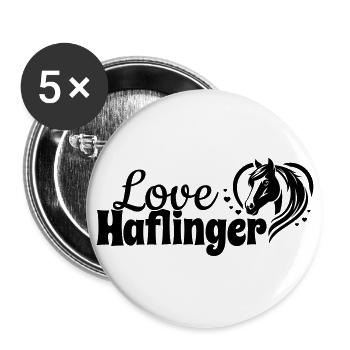 Haflinger amour coeur tête de cheval - Lot de 5 grands badges (56 mm) - blanc - Devant
