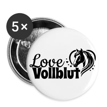 Thoroughbred Love Heart Horse Head - Buttons large 2.2''/56 mm (5-pack) - white - Front