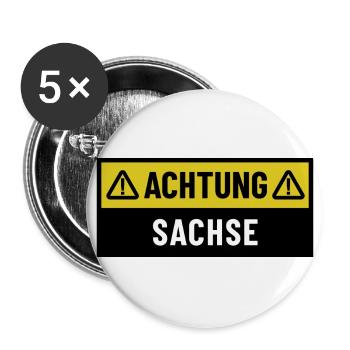 Achtung Sachse - Regionaler Spruch - Buttons groß 56 mm (5er Pack) - Weiß - Vorne