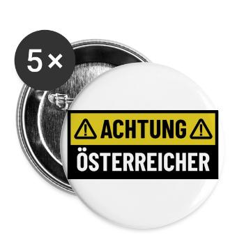 Achtung Österreicher - Regionaler Spruch - Buttons groß 56 mm (5er Pack) - Weiß - Vorne