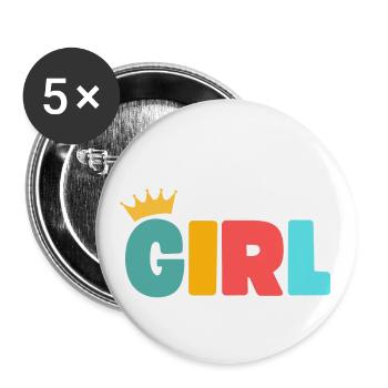 Fille! Personnalisable - Lot de 5 grands badges (56 mm) - blanc - Devant