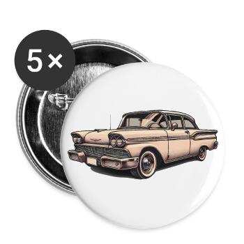 Oldtimer Oldtimer Illustration - Buttons groß 56 mm (5er Pack) - Weiß - Vorne