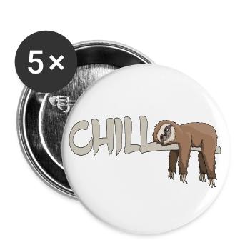 Chill Your life is lazy Faultier hip gift - Buttons large 2.2''/56 mm (5-pack) - white - Front