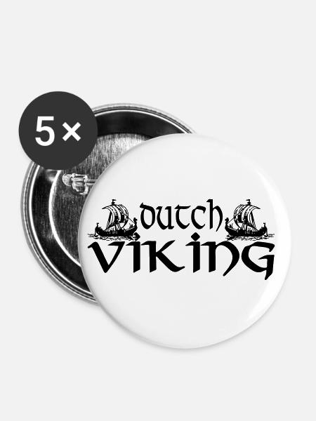MULTI COLOR VECTOR - DUTCH VIKING - Buttons large 2.2''/56 mm (5-pack) - white