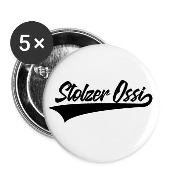 STOLZER OSSI DDR OSTEN OSTDEUTSCH - Buttons groß 56 mm (5er Pack) - Weiß - Vorne