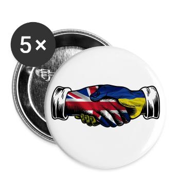 I Stand With Ukraine UK British Flag - Buttons large 2.2''/56 mm (5-pack) - white - Front