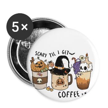 Horror Zauberei Magie Halloween T-Shirt Geschenk - Buttons groß 56 mm (5er Pack) - Weiß - Vorne