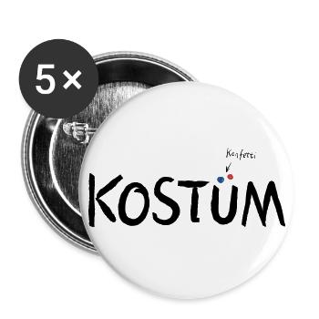 Fastnacht - Kostüm - Kostümersatz - Spruch - Buttons groß 56 mm (5er Pack) - Weiß - Vorne