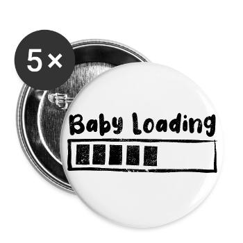 Baby loading - Schwangerschaft - Geschenk - Buttons groß 56 mm (5er Pack) - Weiß - Vorne