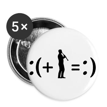 Klarinette macht mich glücklich, Glücks-Formel - Buttons groß 56 mm (5er Pack) - Weiß - Vorne