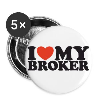 J’aime ma chemise Broker Heart - Lot de 5 grands badges (56 mm) - blanc - Devant