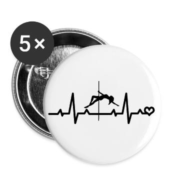 Pole dancing heartbeat heart rate dancing pole ECG - Buttons large 2.2''/56 mm (5-pack) - white - Front