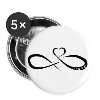 infinite heart paws trace - Buttons large 2.2''/56 mm (5-pack) - white - Front