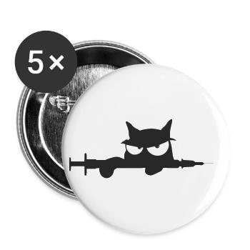 Annoying cat with syringe 1 - Buttons large 2.2''/56 mm (5-pack) - white - Front