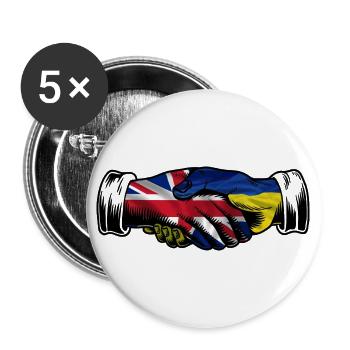 I Stand With Ukraine UK British Flag - Buttons large 2.2''/56 mm (5-pack) - white - Front