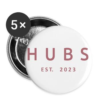 Hubs Est. 2023 Fiançailles pour le mariage du marié - Lot de 5 grands badges (56 mm) - blanc - Devant