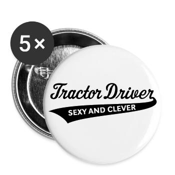 Tractor Driver – Sexy And Clever (Farmer / B) - Buttons large 2.2''/56 mm (5-pack) - white - Front
