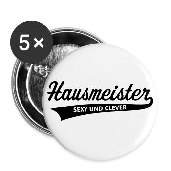 Hausmeister – Sexy Und Clever (Black) - Buttons groß 56 mm (5er Pack) - Weiß - Vorne