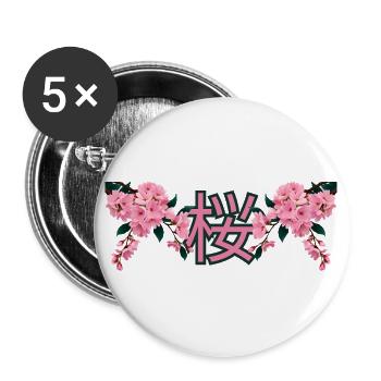 Sakura [jap.] - Buttons groß 56 mm (5er Pack) - Weiß - Vorne