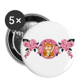 Glücksluchs (Frühling 2025) - Buttons groß 56 mm (5er Pack) - Weiß - Vorne