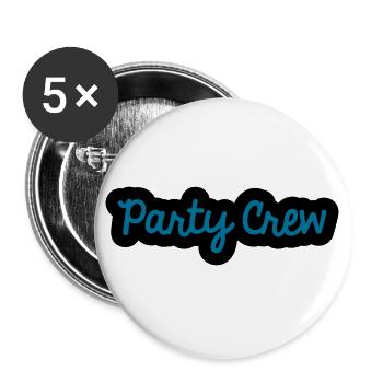 Party Crew - Buttons groß 56 mm (5er Pack) - Weiß - Vorne