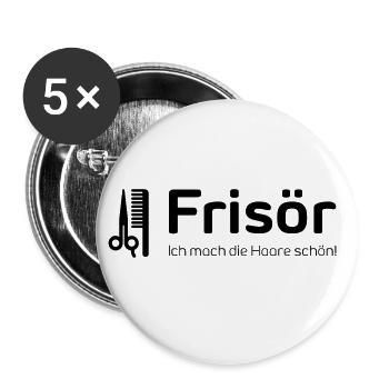 Frisör - Buttons groß 56 mm (5er Pack) - Weiß - Vorne