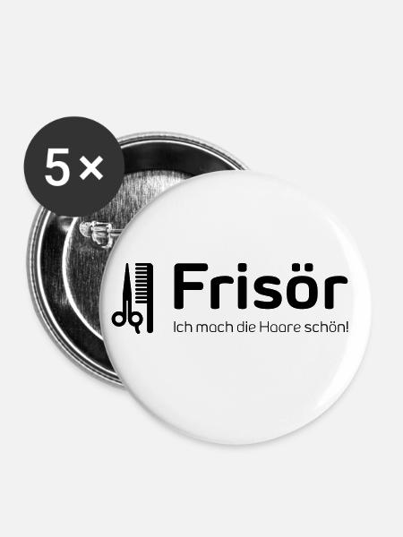 Frisör - Buttons groß 56 mm (5er Pack) - Weiß