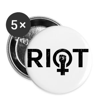 Riot Frauen Power - Buttons groß 56 mm (5er Pack) - Weiß - Vorne