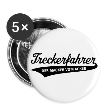 Treckerfahrer – Der Macker Vom Acker (Trecker) - Buttons groß 56 mm (5er Pack) - Weiß - Vorne